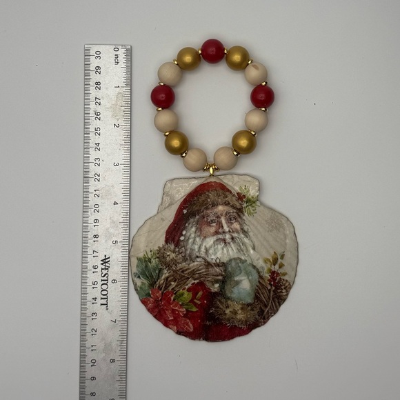 Handmade Vintage Inspired Santa Claus Ornament with Beaded Hanger - Picture 1 of 3